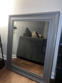 MOVING OUT SALE!!! Wood Frame Gray Mirror