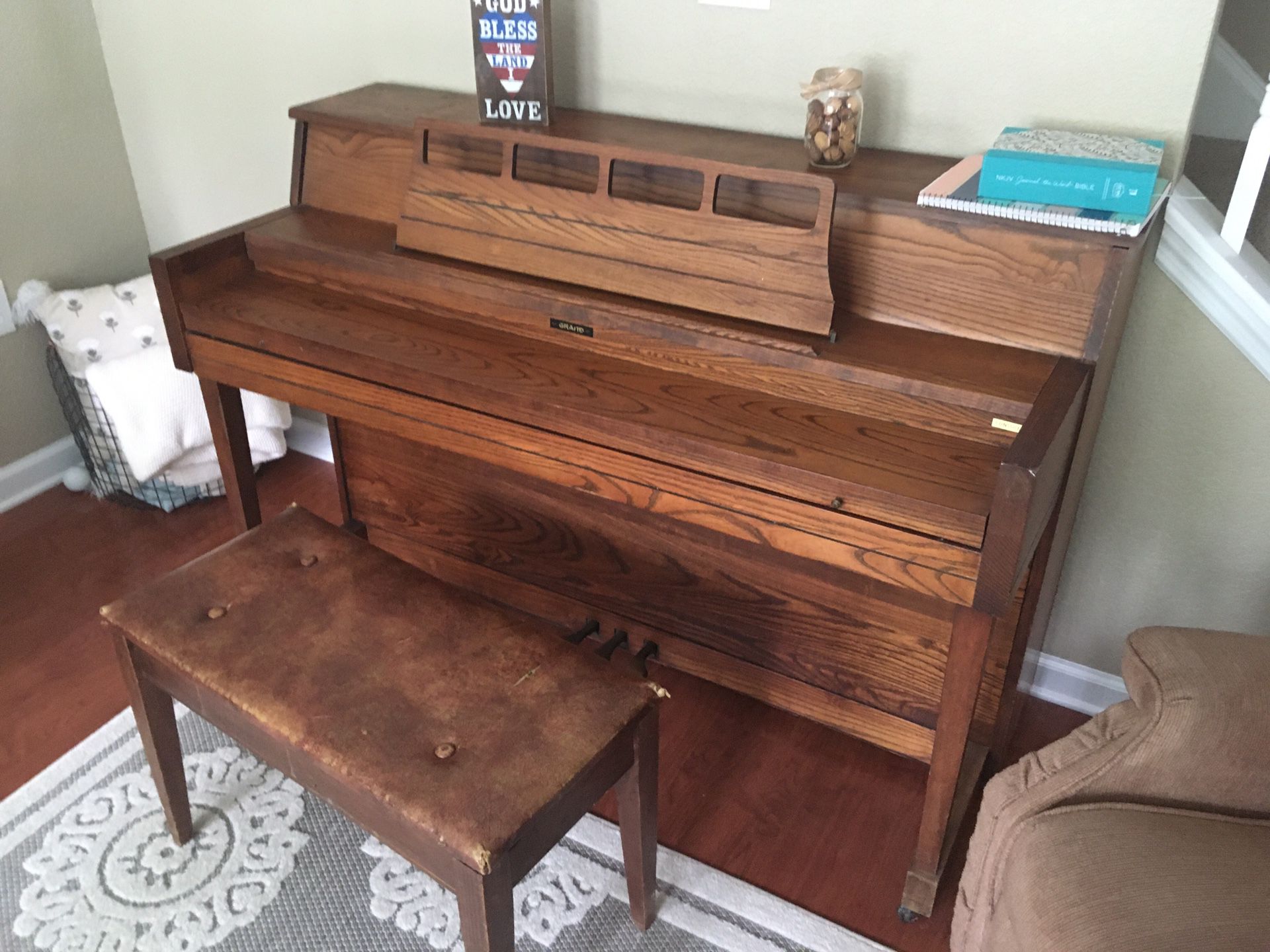 Upright Piano and Bench
