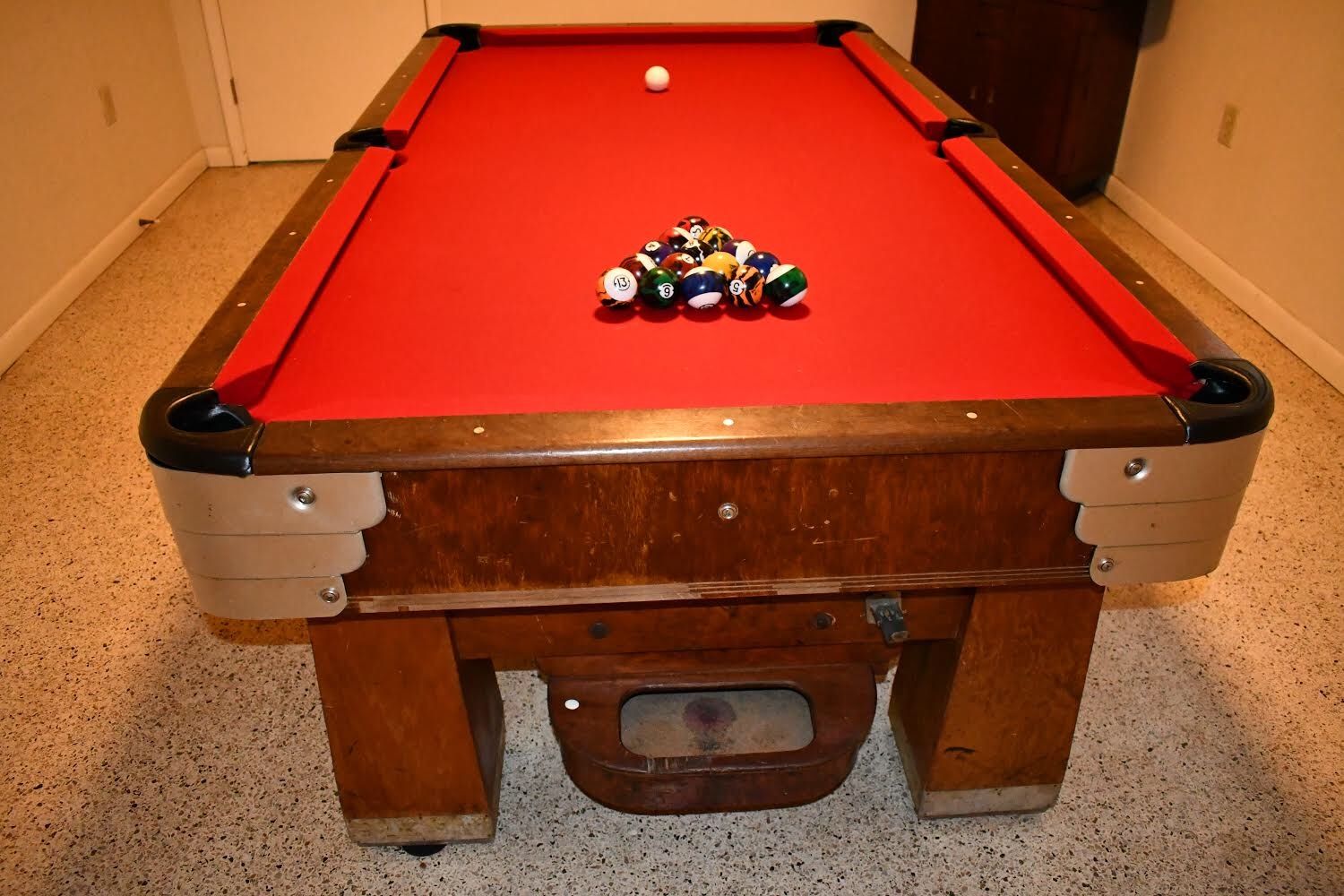 Saunier Wilhem Slate Pool Table and Accessories Rare Antique Vintage Art Deco