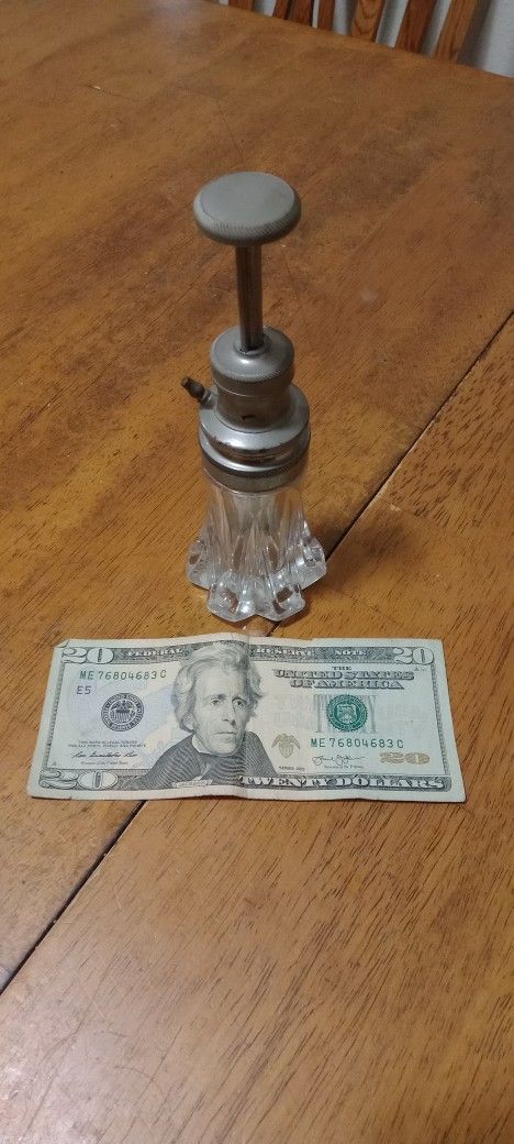 Antique Silver Plated Crystal Perfume Bottle