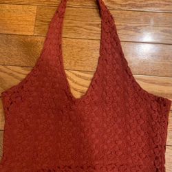 Garage  burnt orange crochet Halter style crop top size L