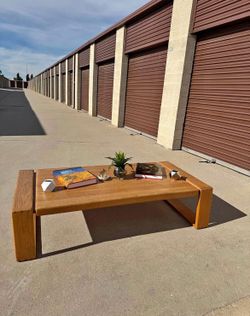 1970s Oak Brutalist Coffee Table style by Lou Hodges