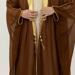 "New" Mens Arabic Kaftan Robe Long Sleeve Embroidery Chiffon Caftan Gown Shirs Big and Tall Muslim Robes

$25