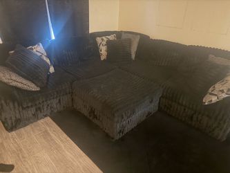 Couch with ottoman all back includes pillows