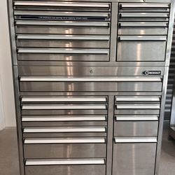 Kobalt Stainless Steel 11 Drawer Roller Cabinet And 9 Drawer Tool Chest