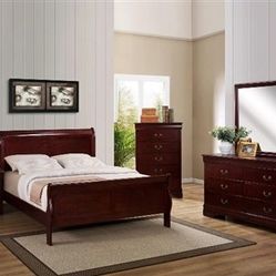 Brand New Queen Sleigh Bedframe + Dresser + Mirror + Nightstand 4PCS set