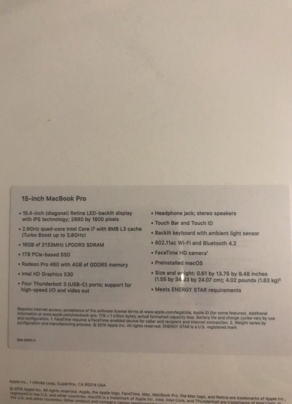 macbook pro 15 inch i7 MLH52LL/A