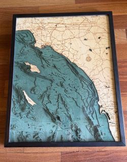 Laser cut wood map of LA to San Diego