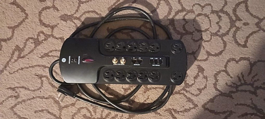 GE 12 Outlet Surge Protector with Phone and Ethernet Lines