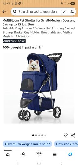 Blue pet stroller
