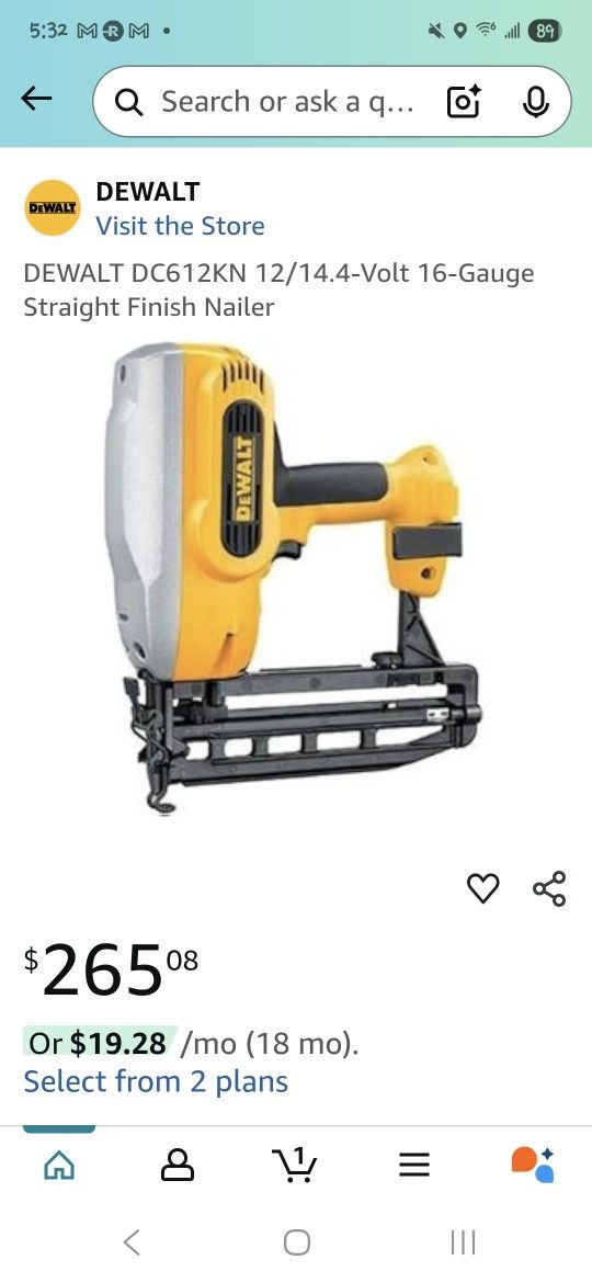 DeWalt 18v Nail Gun