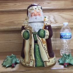 Santa Jar And Candle Holders