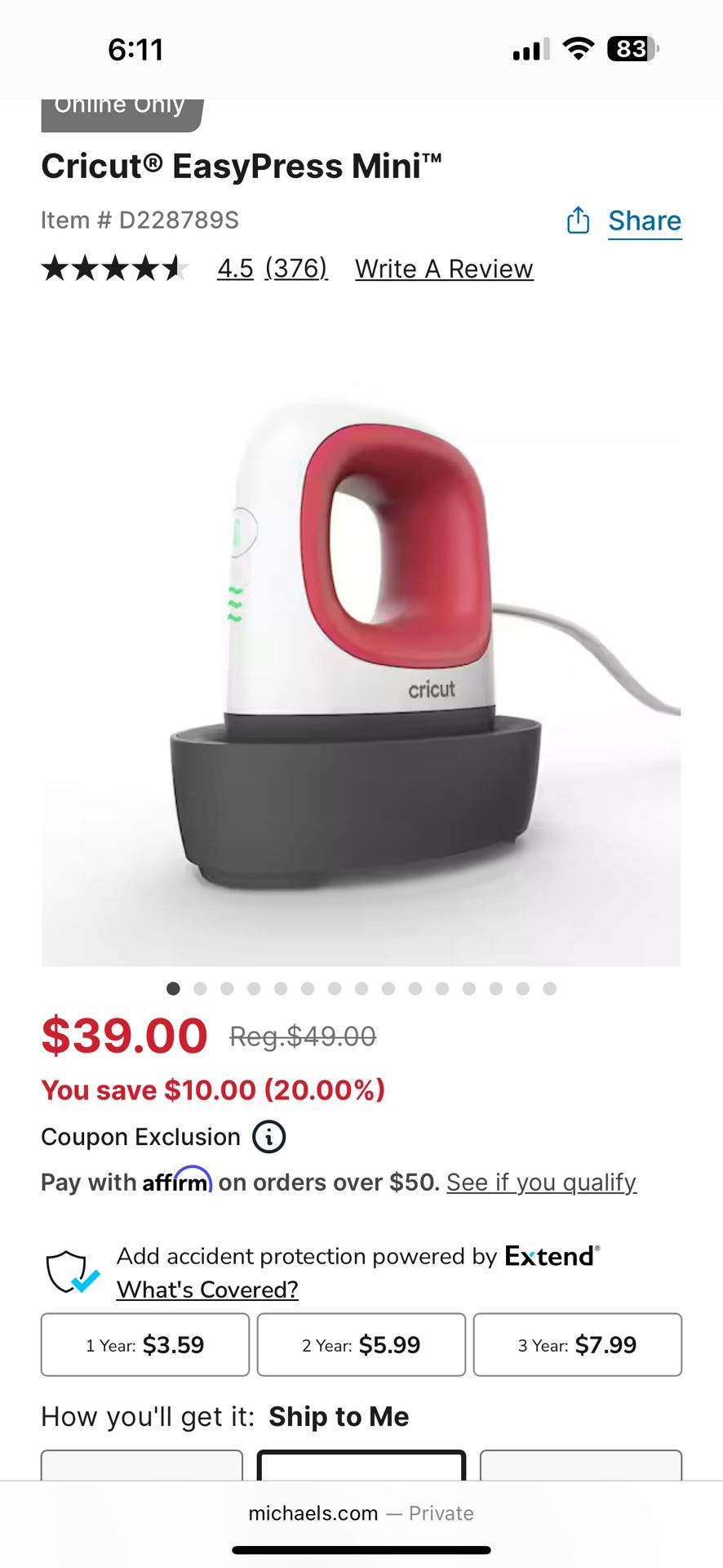 Cricut® EasyPress Mini™