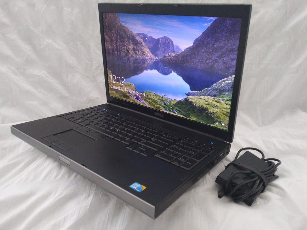 Dell Precision M6500 i7 Q820 Windows 10 McSoft Office 2010 750GB 8Gb Ram 17" Screen Laptop Refurbished