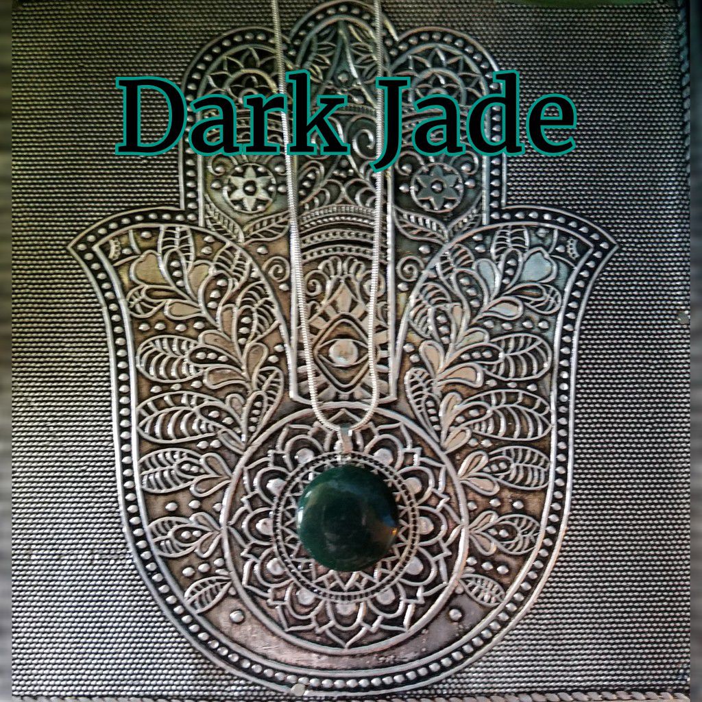 Tranquil Balance Dark Jade Worry Charm 925 Necklace Luck Prosperity