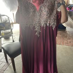 Elegant Burgundy Dress Size 3x One Use Only