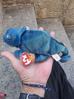 Vintage Ty Beanie Baby Rainbow the Chameleon, (1997) - Authentic with Both Tags Attached.