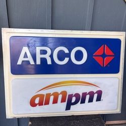 Vintage ARCO AMPM Gas Station Lighted Sign Face Panel 50” x 36” Local Pickup