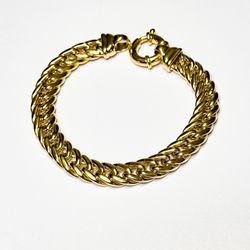 Unisex Italy Byzantine Gold over Sterling Silver 925 Bracelet - 8”  25.79 grams 