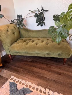 Green velvet chaise lounge