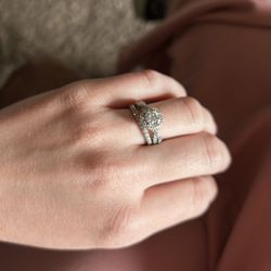 14 Karat White Gold Diamond Ring Set 