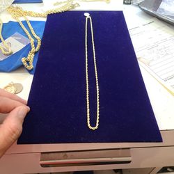 10 K Y GOLD SOLID HOLLOW ROPE CHAIN 3 MM 22 INCHES