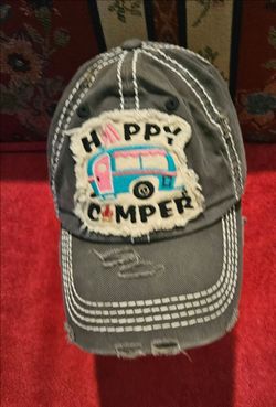 HAPPY CAMPER KBETHOS VINTAGE 100% COTTON UNISEX HAT/CAP STRAPBACK ONESIZE