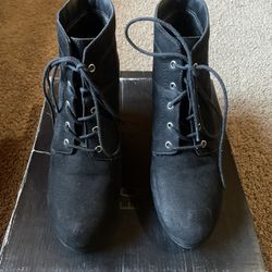 Forever 21 Black Boot Wedges 