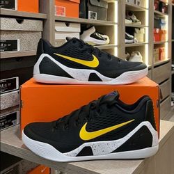 Nike Kobe 9 Elite Low EM Black Gold White Basketball Shoes Mens 9 New