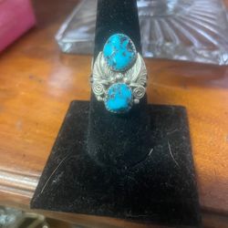 Turquoise Sterling Ring Size 7 