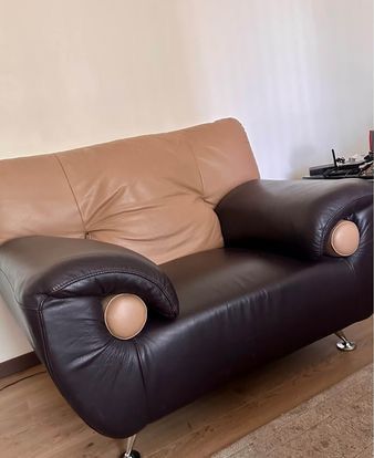 Leather 2-Tone Armchair/ Side Chair