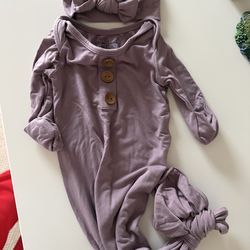 Caden Lane newborn knotted gown and matching robe