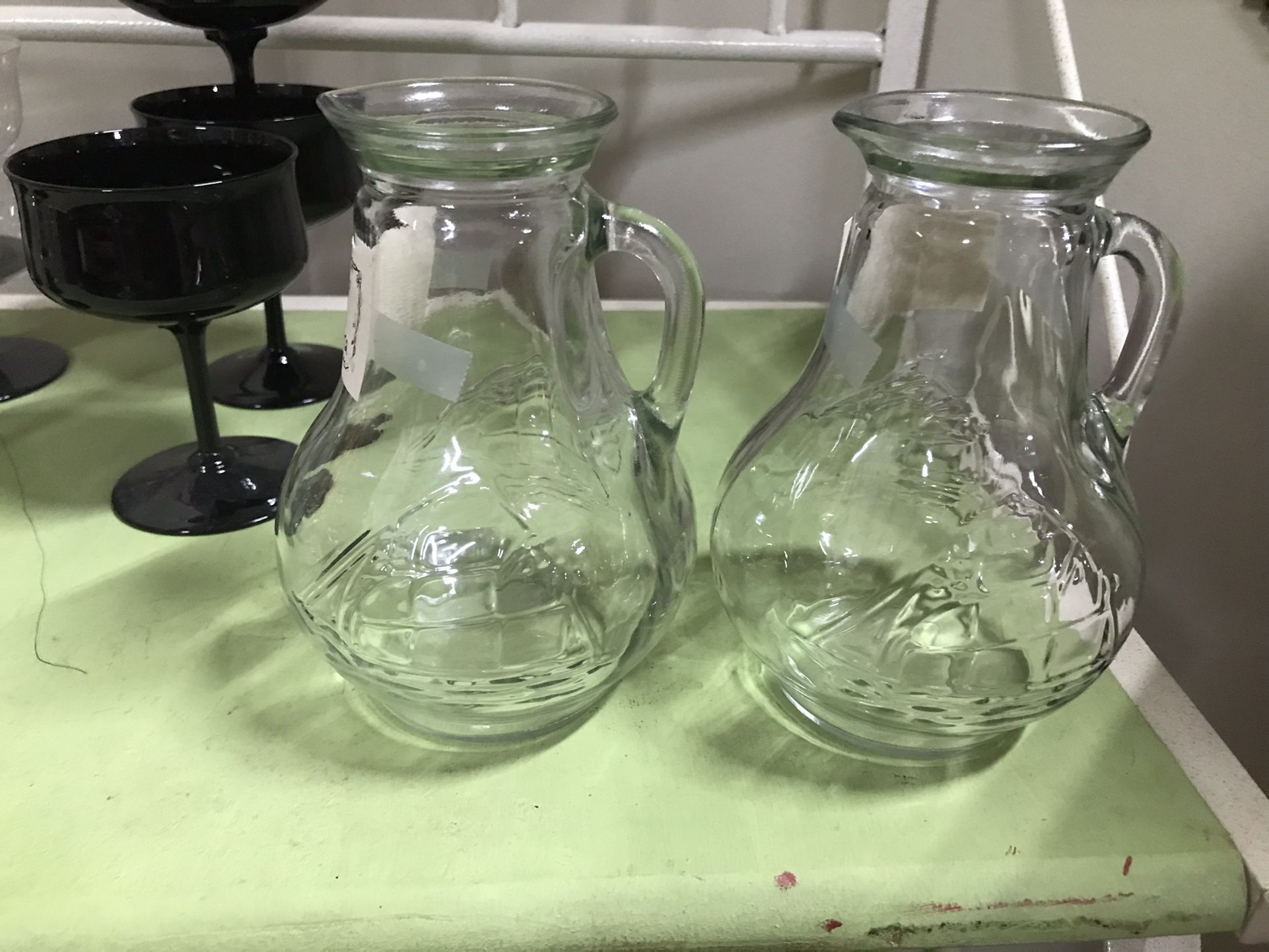 Vintage  Glass Ship Creamers $15 Each Or $25 For The Pair
