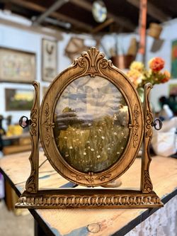 Vintage Style Vanity Frame with painted wildflowers painting