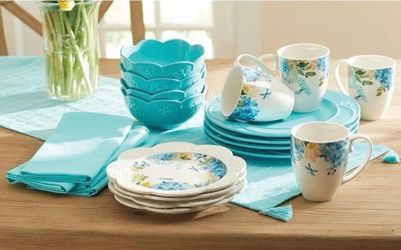 Princess House Marbella Aqua/Blossom Set 12 PC