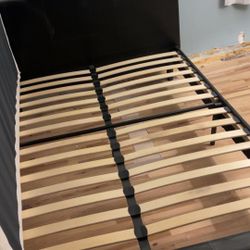 Black Leather Bed Frame Queen Size.