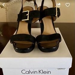 Calvin Klein Bette Block Heel black women shoes Size 7.5