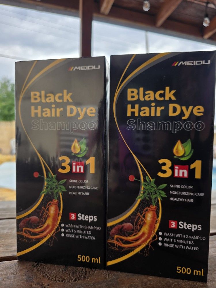 Meidu Black Hair Dye Shampoo X 2 Exp 2027
