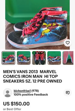 VANS 2013  MARVEL COMICS IRON MAN  HI TOP SNEAKERS 