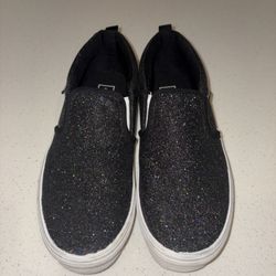 Girls Size (5) Black Glitter Slip On Vans 