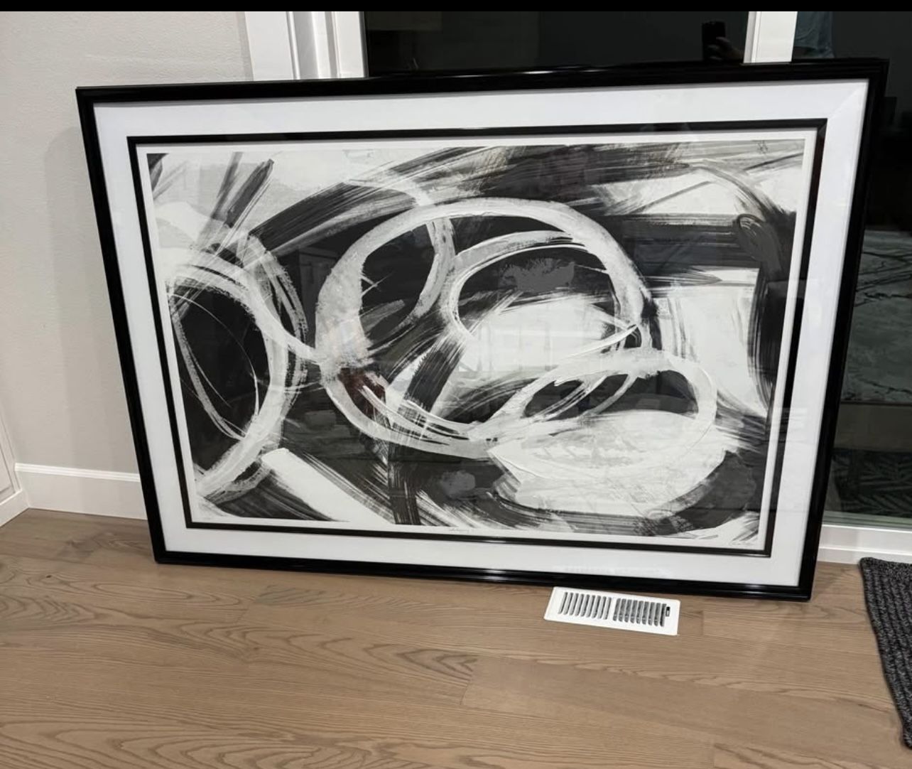 Extra Large Glass Framed Modern Black and White Wall Art (40x60)