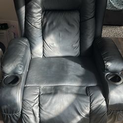 Leather Electric Power Lift Chair, Recliner Massage,3 Positions,USB Port,Heat, Cupholders.