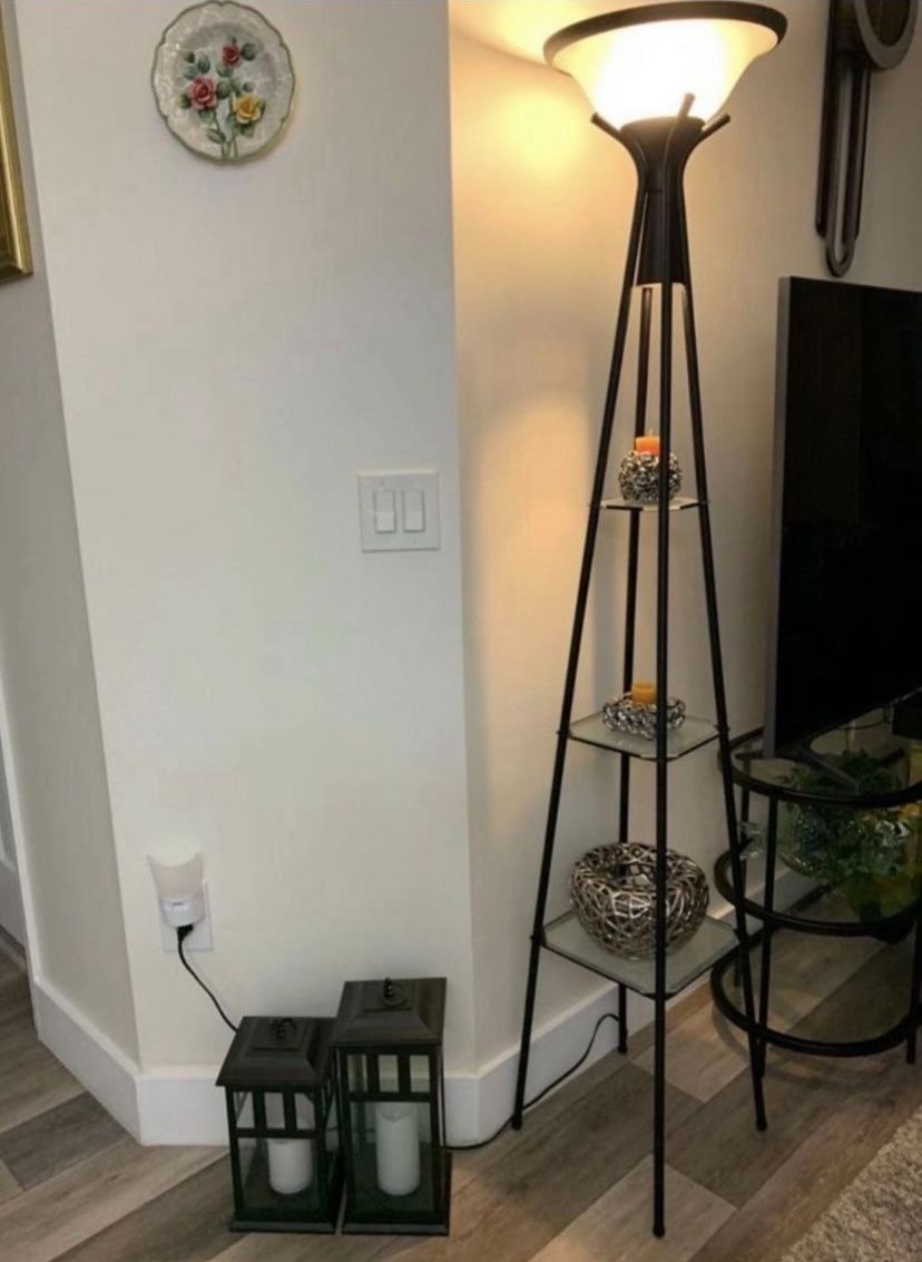 Home Decoration Floor Lamp With 3 Glass Shelves