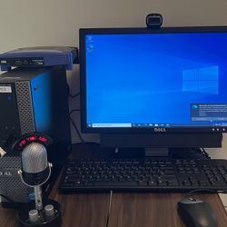 Complete Windows 10 Pro Personal Computer System : Dell Optiplex 390, HP Monitor , Keyboard, Mouse, Cam, Mic