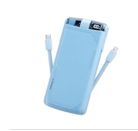 10000mAh Portable Charger with Built-in Cables, 22.5W QC 3.0 & 20W PD Fast Charging for iPhone 16/15, Android & USB-C Devices. Compact, All-in-one Tra