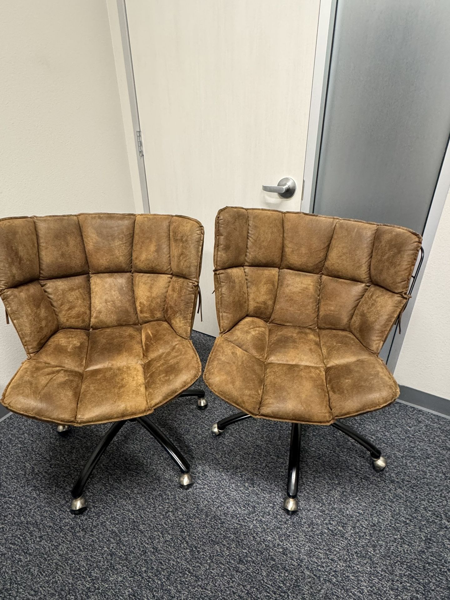 Pottery Barn Suede Swivel Chairs