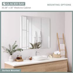 Glacier Bay
30.4 in. W x 30.2 in. H Rectangular Medicine Cabinet with Mirror in White with Adjustable Shelves
