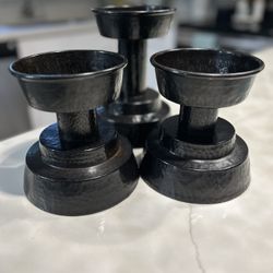 Pottery Barn Hammered Pounded Oil Rubbed Bronze Pillar Candle Holders