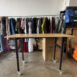 60" Adjustable Workbench With Wheels And Power Outlets