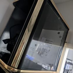 2 Glass Black End Tables w/ Gold Trim